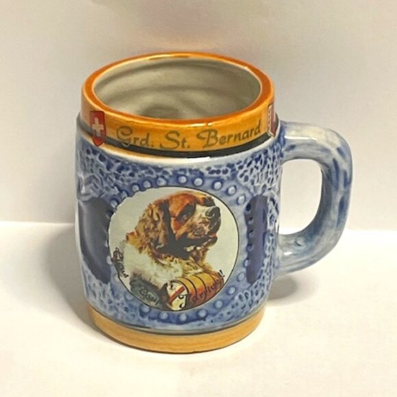 VTG Swiss Grd.St. Bernard Dog Mini Mug Shot Cup 2.75" Tall Souvenir Collectible - Picture 2 of 16